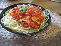 Spaghete(spaghetti) de post cu porumb si ciuperci